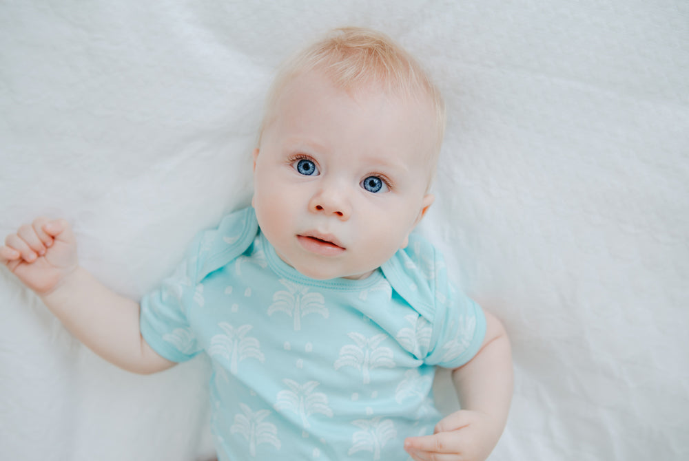 Organic Cotton Summer Onesie - Palms and Pineapples in Green