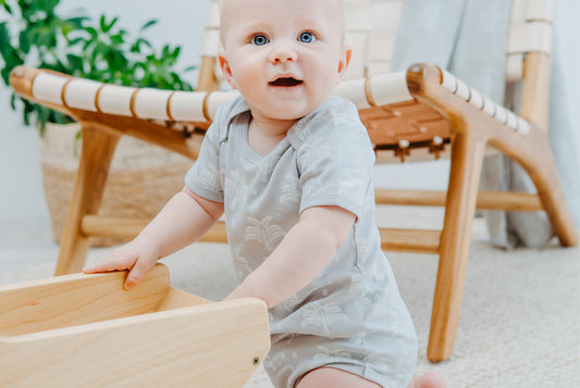 Organic Cotton Summer Onesie - Palms and Pineapples in Grey