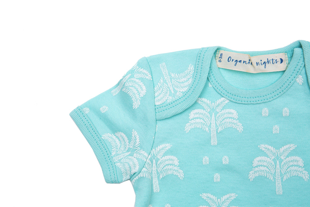 Organic Cotton Summer Onesie - Palms and Pineapples in Green