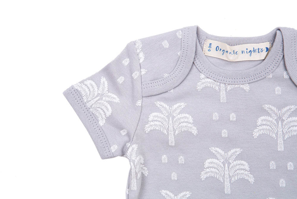 Organic Cotton Summer Onesie - Palms and Pineapples in Grey