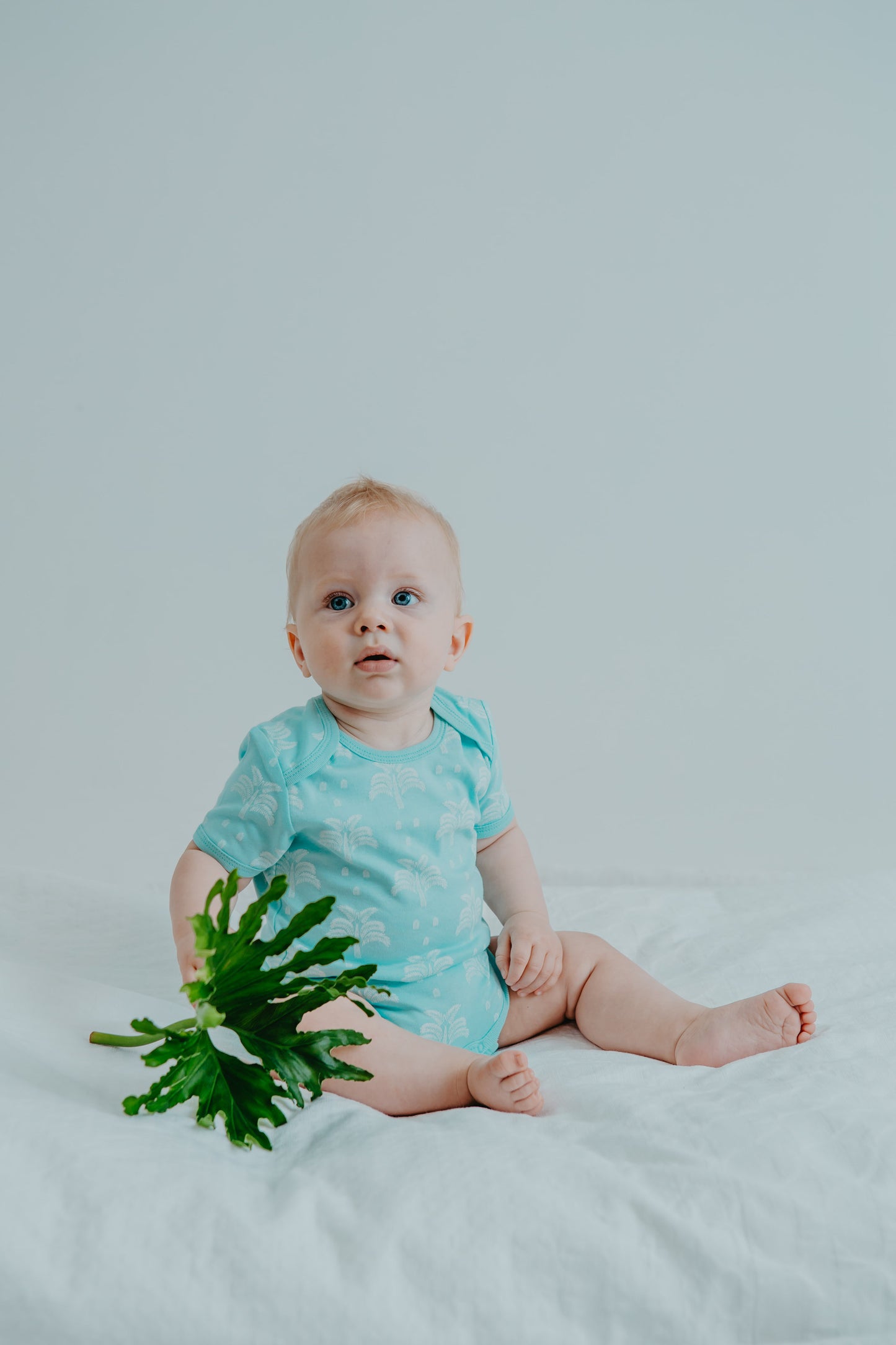 Organic Cotton Summer Onesie - Palms and Pineapples in Green