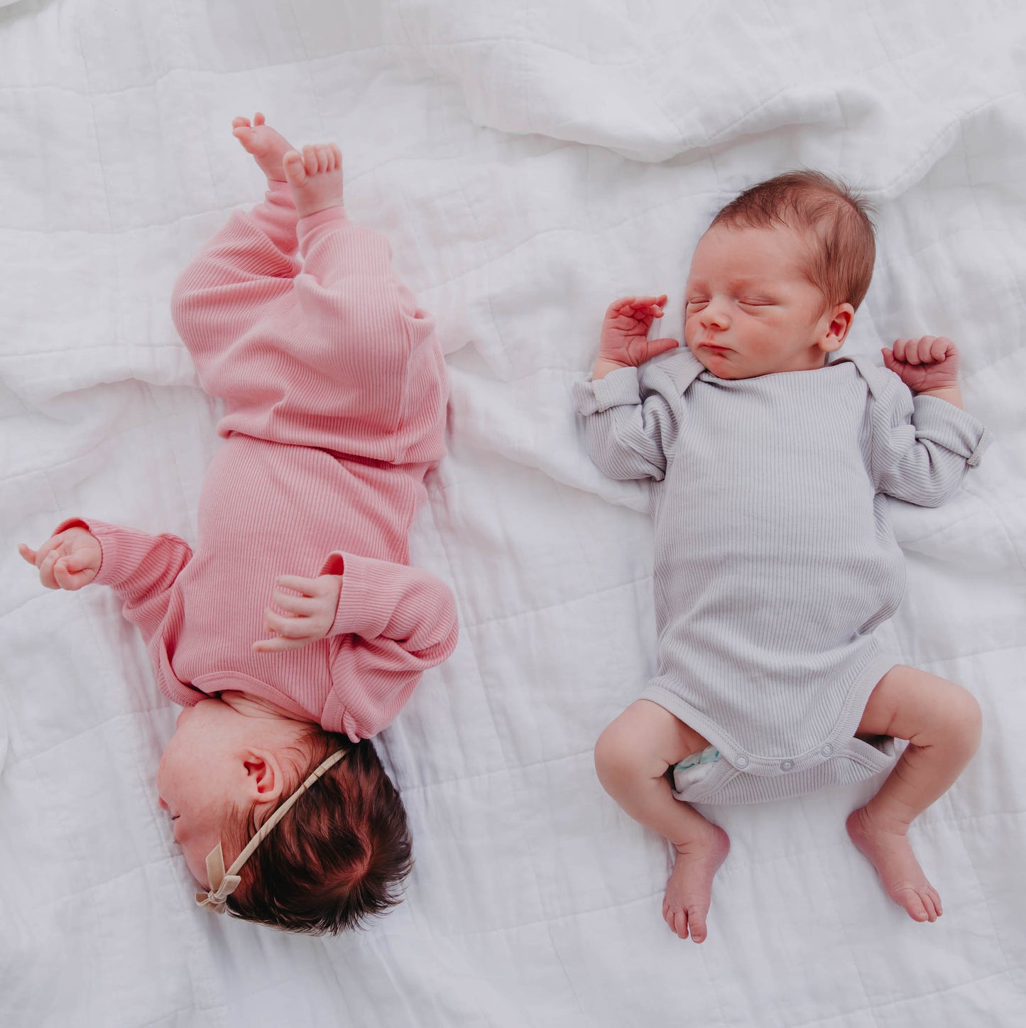 100% Certified Organic Cotton Rib-Knit Autumn Baby Sleep Pants in Grey