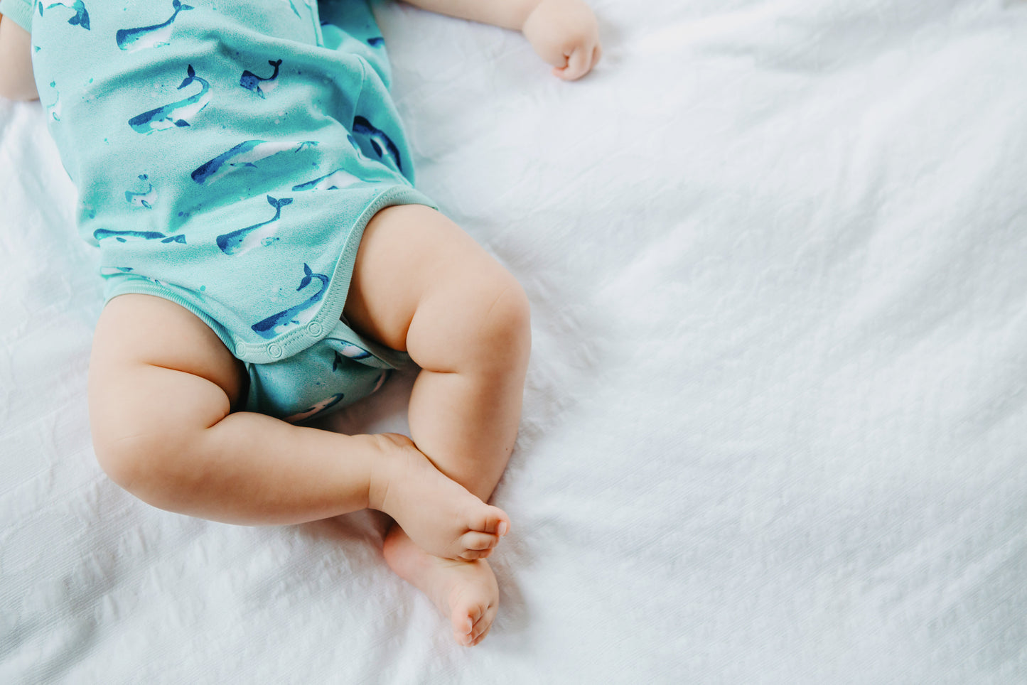 Organic Cotton Summer Crossover Sleepsuit With Legs - Watercolour Whales