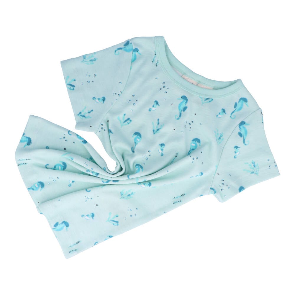 Children's Organic Cotton Short Pyjama Set - Seahorses Teal