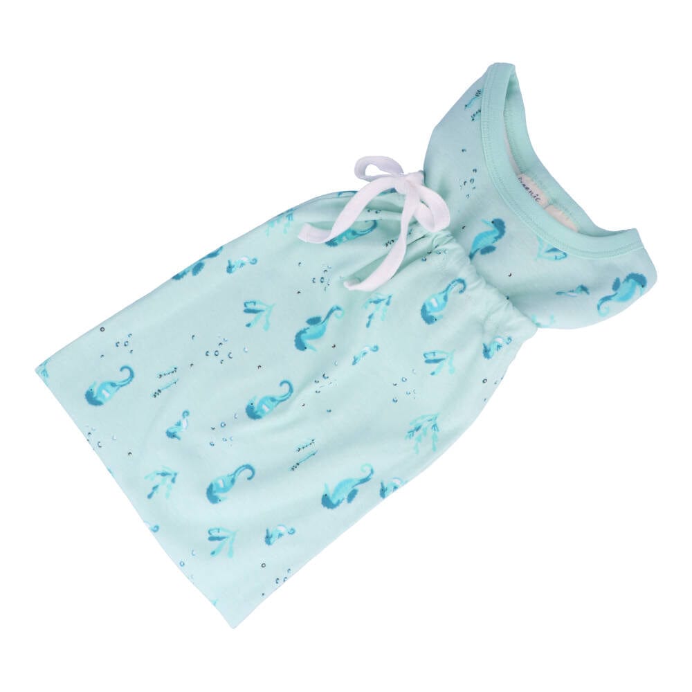 Children's Organic Cotton Short Pyjama Set - Seahorses Teal