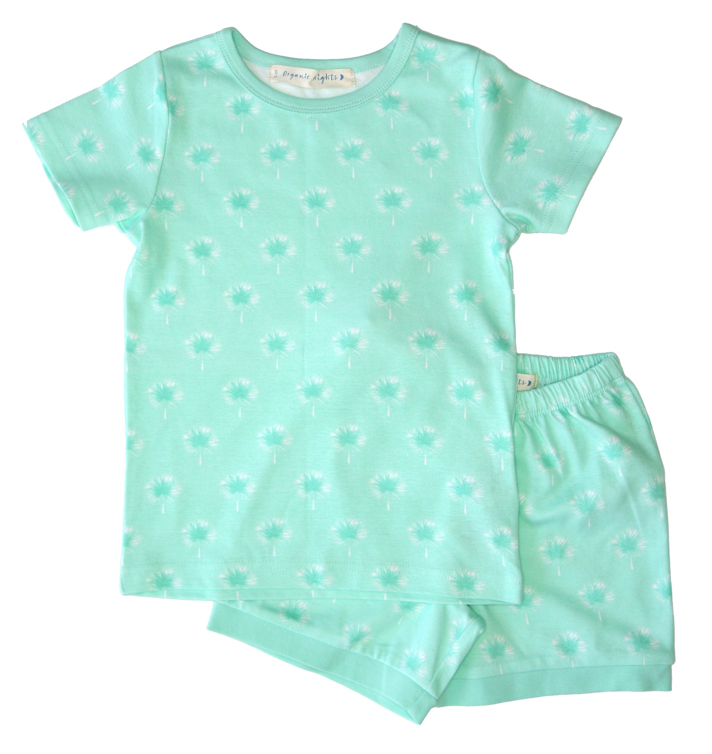 GOTS-Certified Organic Cotton Summer Short Pyjama Set - Dandelions in Mint