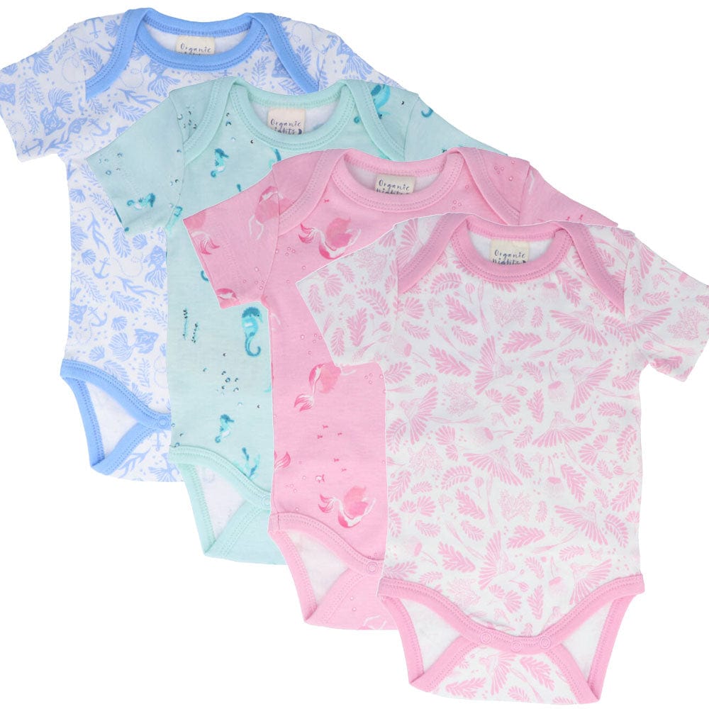 Organic Cotton Summer Baby Onesie - Mermaids Pink