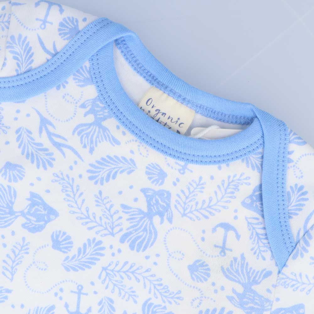 Organic Cotton Summer Baby Onesie - Underwater World Blue