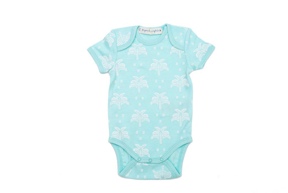 Organic Cotton Summer Onesie - Palms and Pineapples in Green