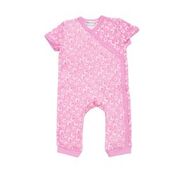 Organic Cotton Summer Crossover Sleepsuit With Legs - Coral in Pink