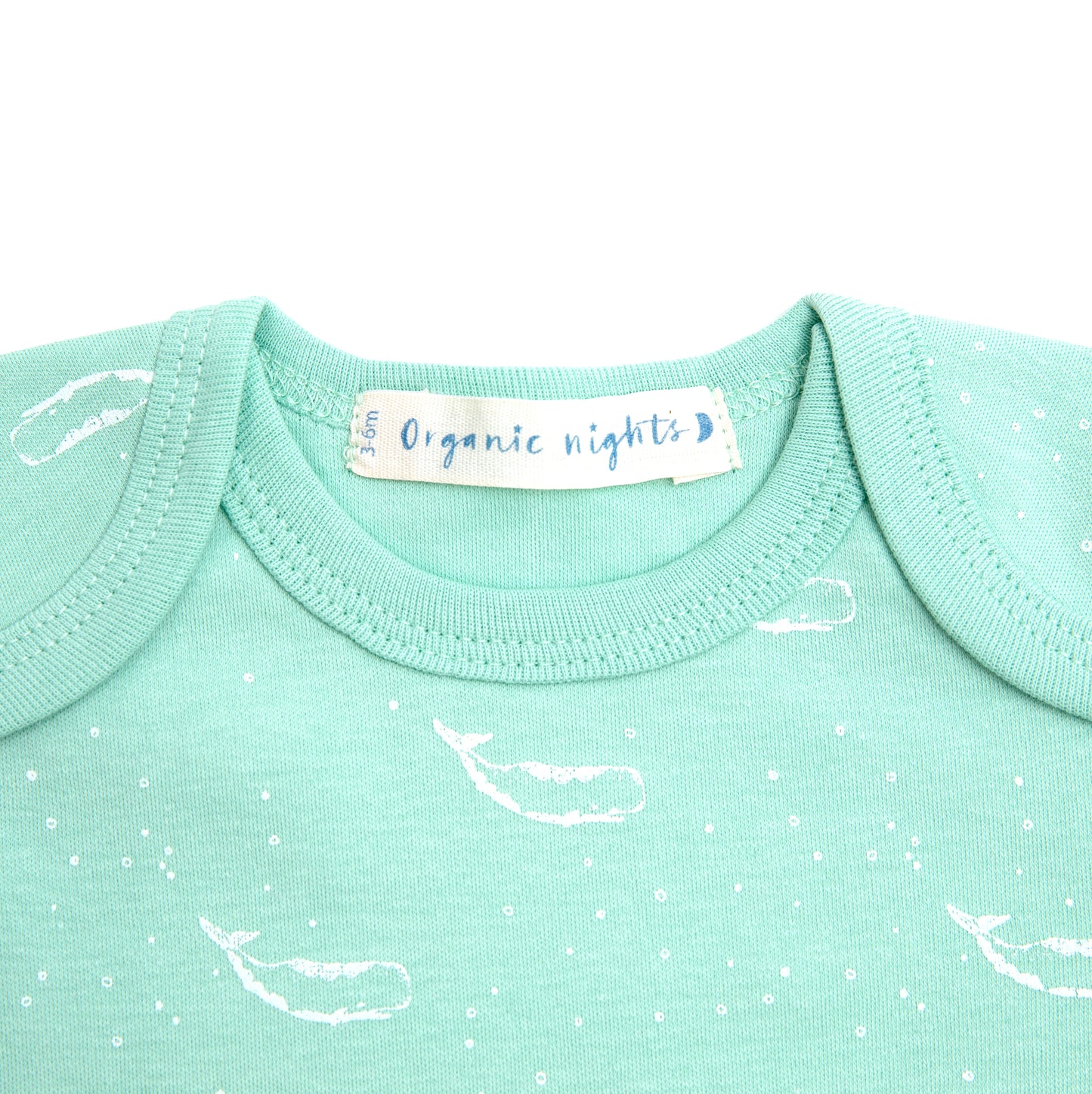 Organic Cotton Baby Onesie Sleepsuit in Sage Green Tiny Whales