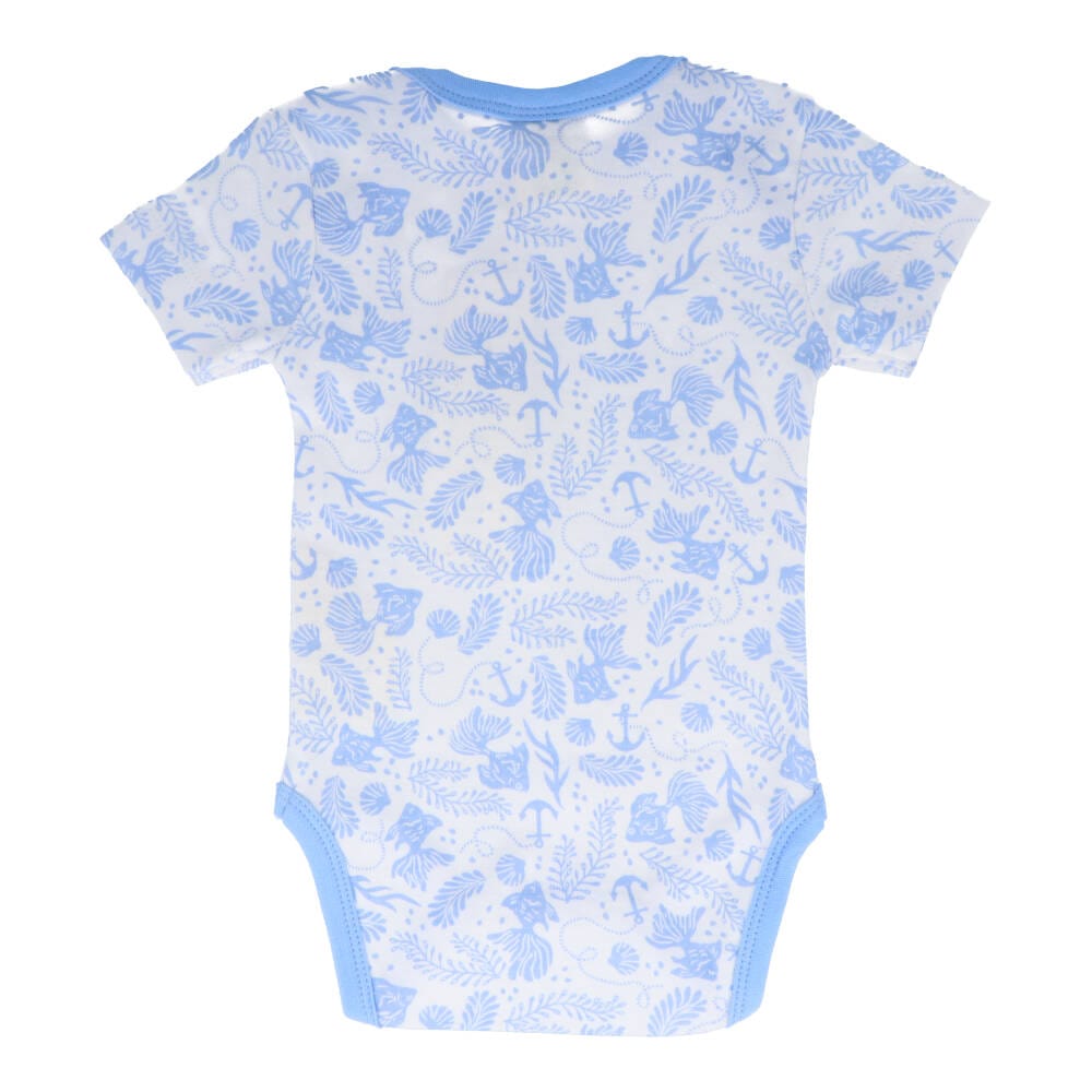 Organic Cotton Summer Baby Onesie - Underwater World Blue