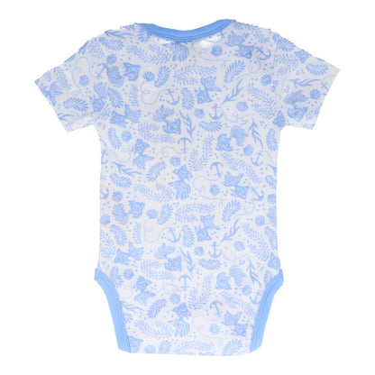 Organic Cotton Summer Baby Onesie - Underwater World Blue