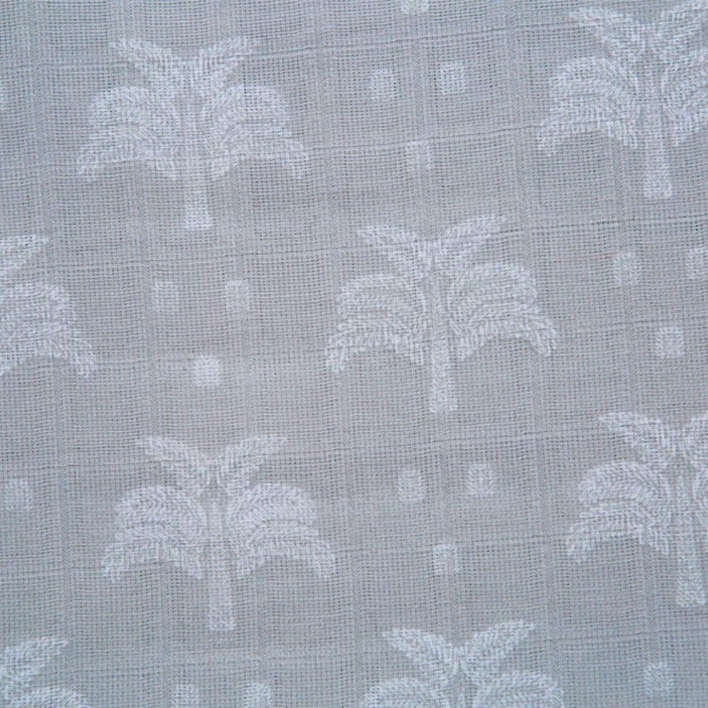 Organic Nights 100% Organic Cotton Muslin Swaddle - Grey Palms & Pineapples